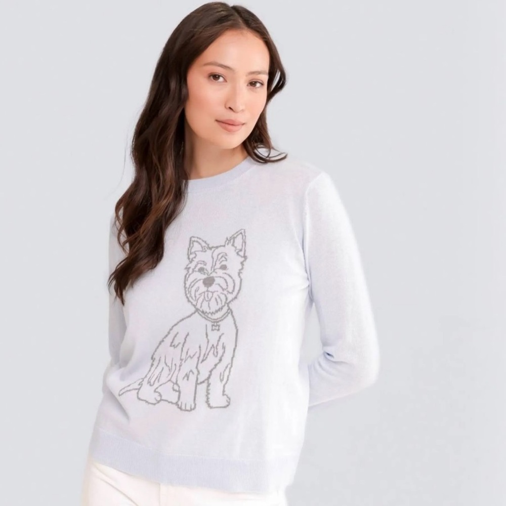 Alachan Koa Westie pullover sweater cotton cashmere blue size L - Picture 14 of 14